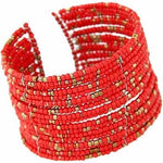bracelet africain femme perles rouges