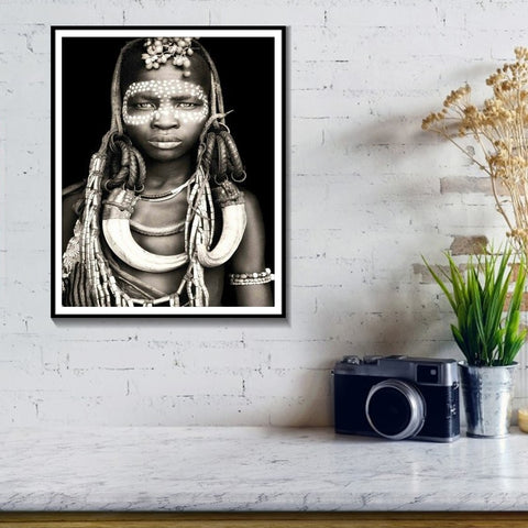 Tableau Femme Africaine Noir et Blanc