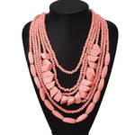 Collier Africain Perles Roses