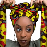 Foulard Femme Africaine jaune rouge