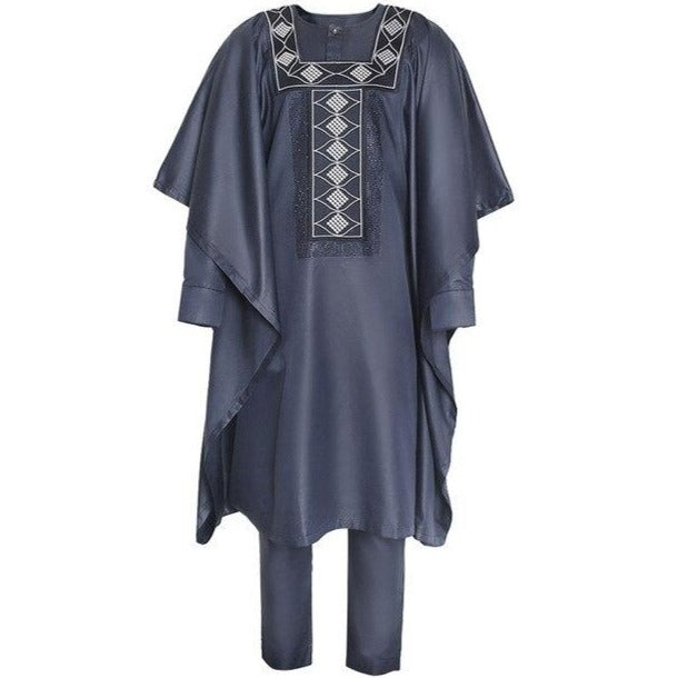 Boubou Africain Homme Noir Et Gris Boutique Africaine