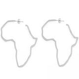 Boucles D'Oreilles Carte Afrique Créoles Argentées