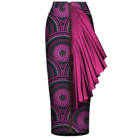 jupe longue fluide motif africain