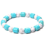 Bracelet Perles Fines Turquoises Africaines Blanches