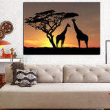 Tableau Africain Girafes Savane