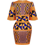 robe africaine wax courte jaune